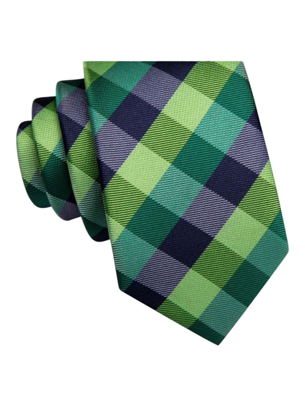 HI-TIE BOYS PREPPY GREEN & TEAL CHECKERED TIE SZ  46
